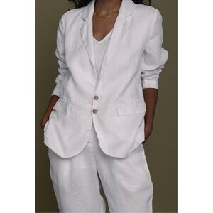Reistor She's Everything Hemp Blazer Jacket Two Button White XL‎ Resort Coastal